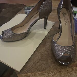 Elegant Glitter Peep-Toe Heels